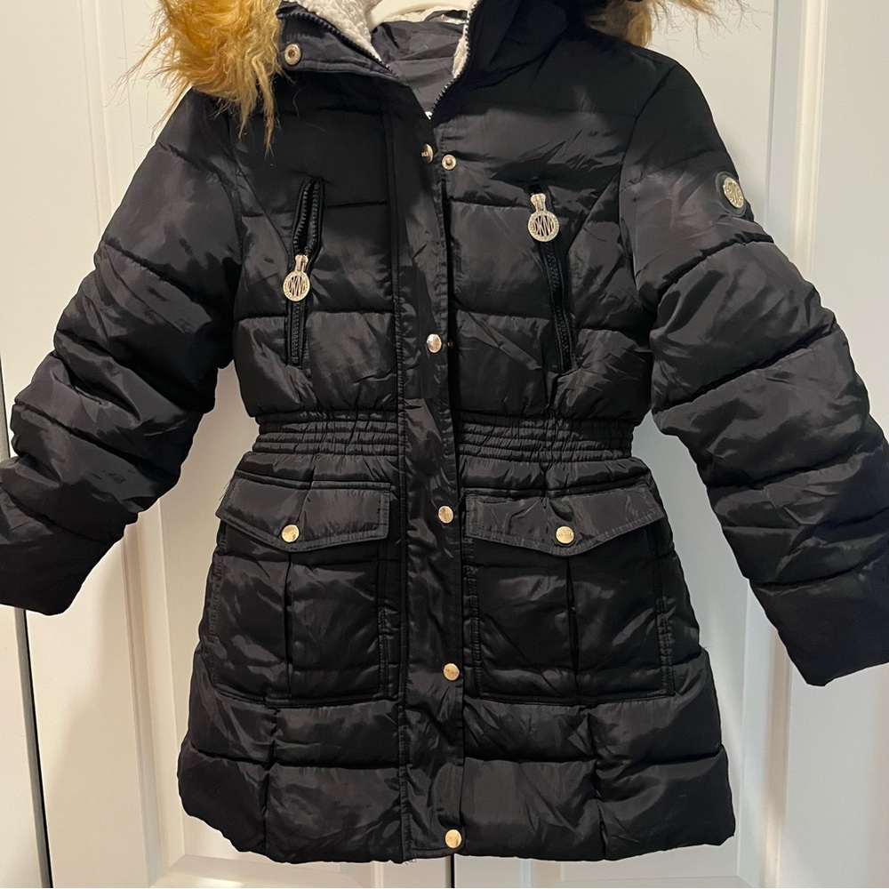 DKNY Black puffer Jacket with fleece hood